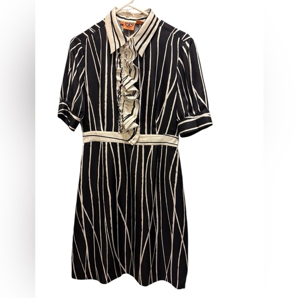 Tory Burch Black and Cream Striped Dress - Phoenix Style - Picture 5 of 9